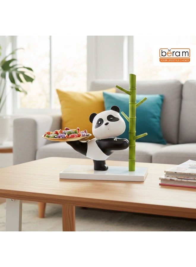 BERAM Panda Holder Décor Cute Resin Panda Figurine with Multi Purpose Tray Decorative Animal Sculpture for Keys Jewellery Candies Home Display Modern Desk Entryway Organizer - Image 2